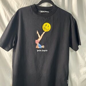 Palm Angels Black Tee with Yellow and Red Graphic